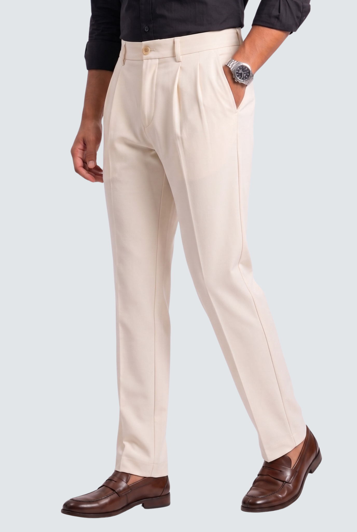 Men's Cream Straight Fit Gurkha Trouser –(0004)