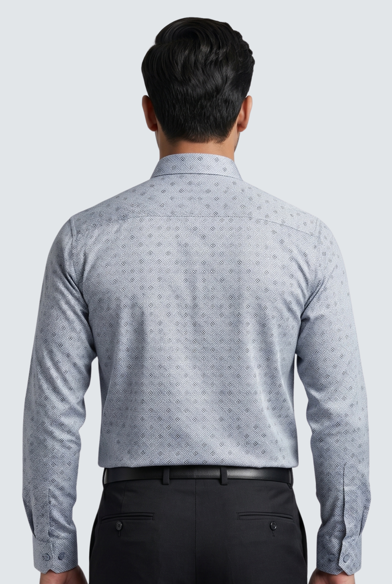 Men’s Satin Printed Full Sleeve Shirt –Sky Blue(1884)