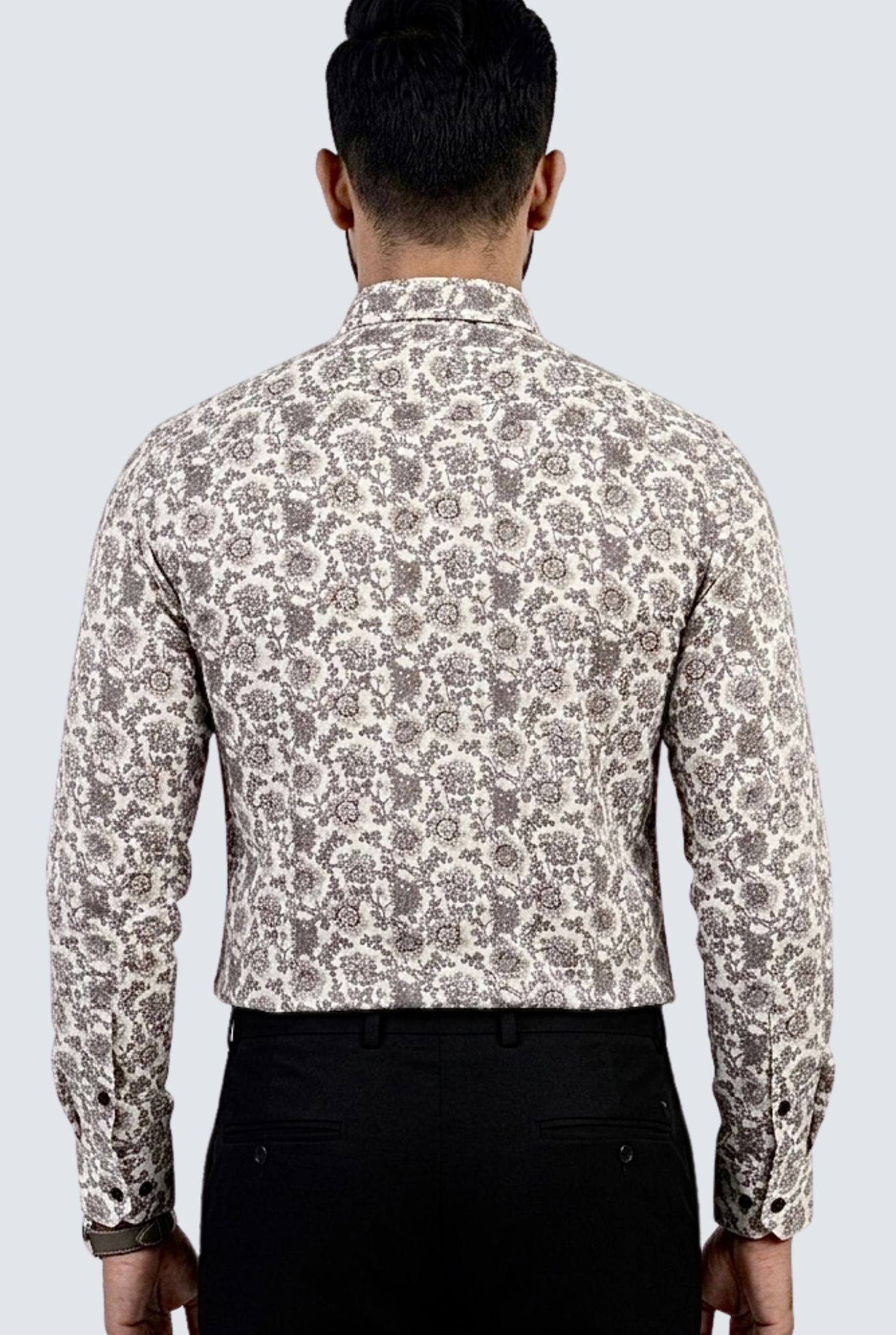 Men’s Cotton Dobby Printed Shirt – Premium Floral Design (1817)-Rust