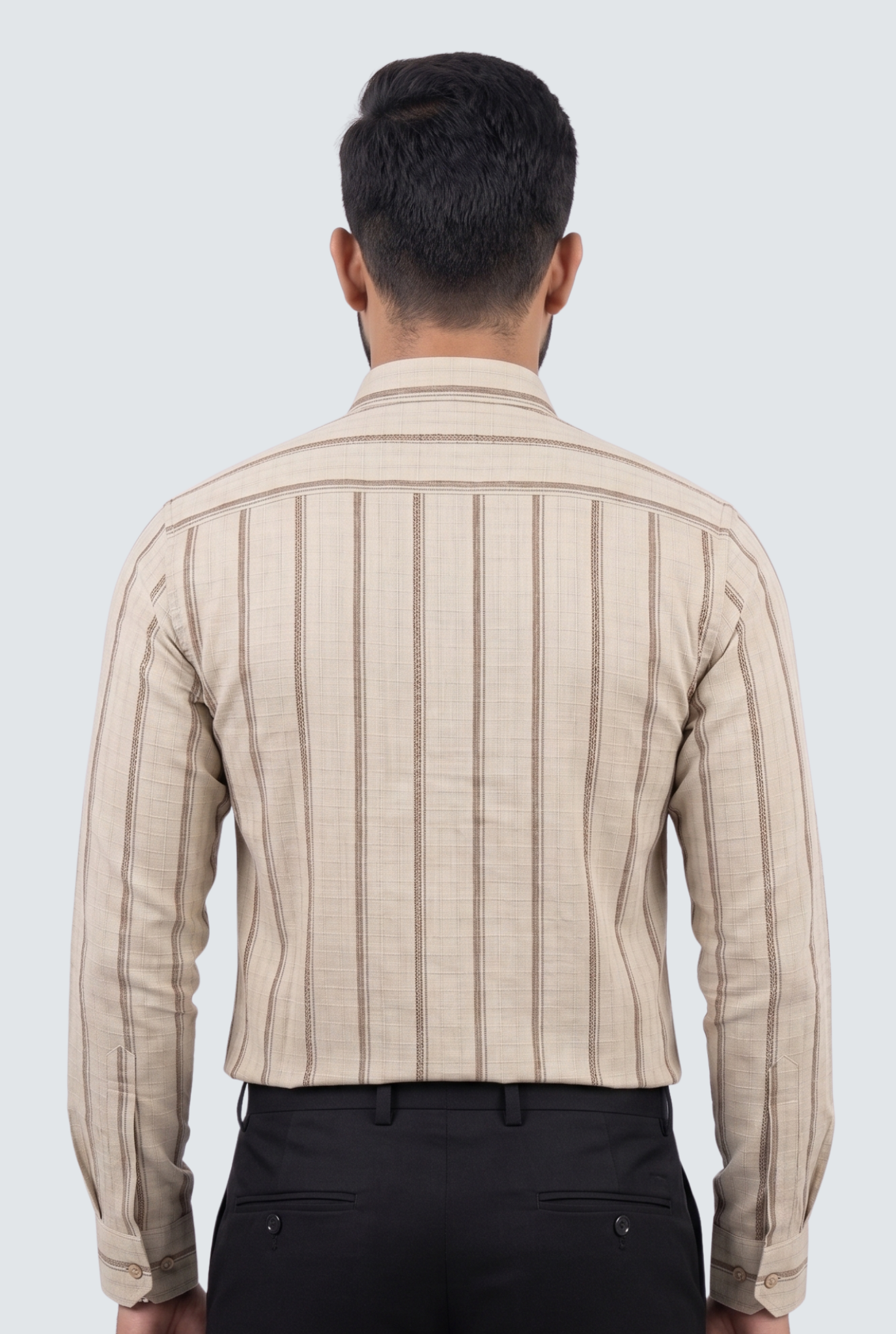 Men’s Stylish Vertical Line Pattern Casual Shirt-Fawn(1876)