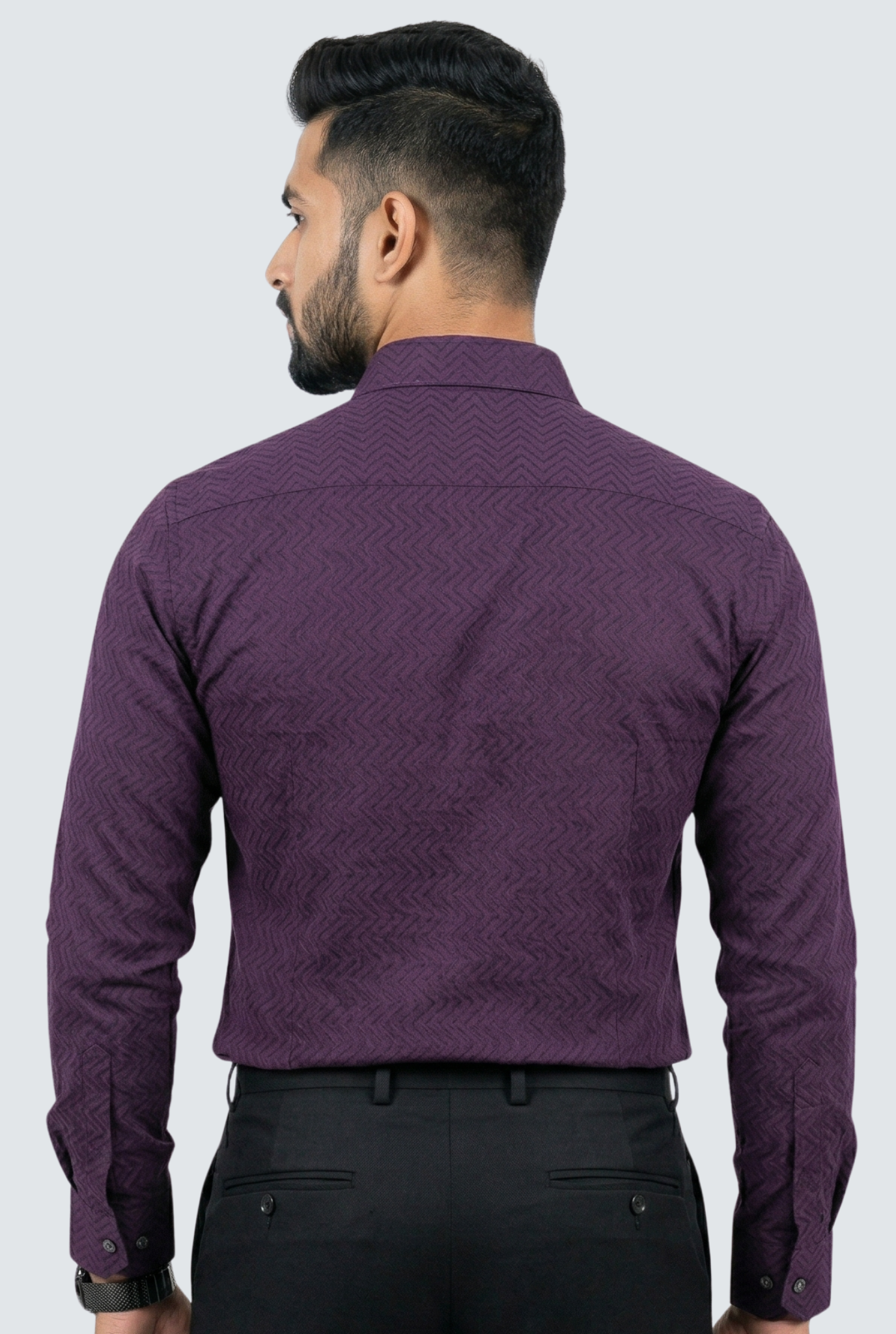 Men’s Elegant Slim Fit Purple Dobby Cotton Shirt (1830)