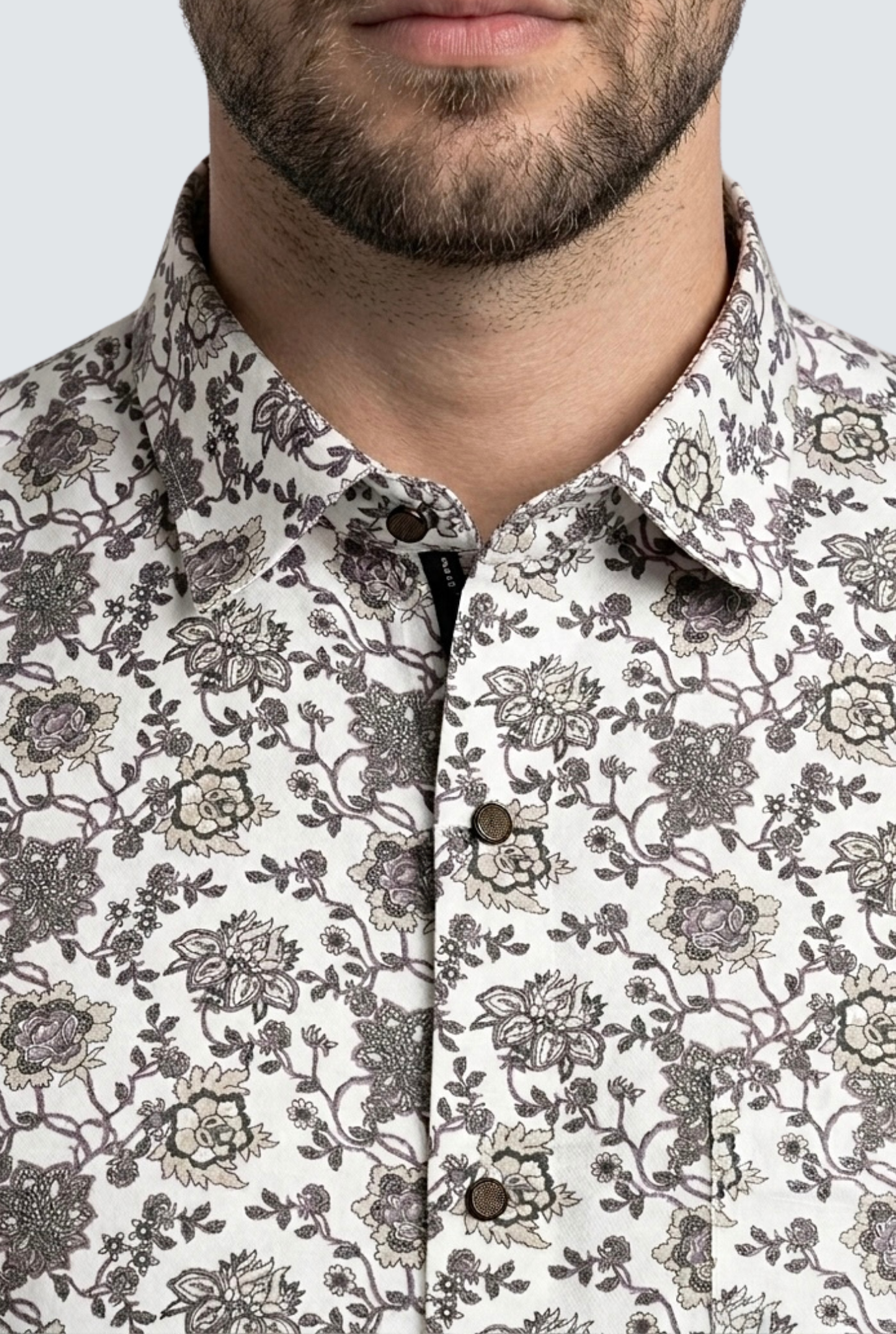 Men’s Cotton Dobby Printed Shirt – Premium Floral Design (1817)-Rust