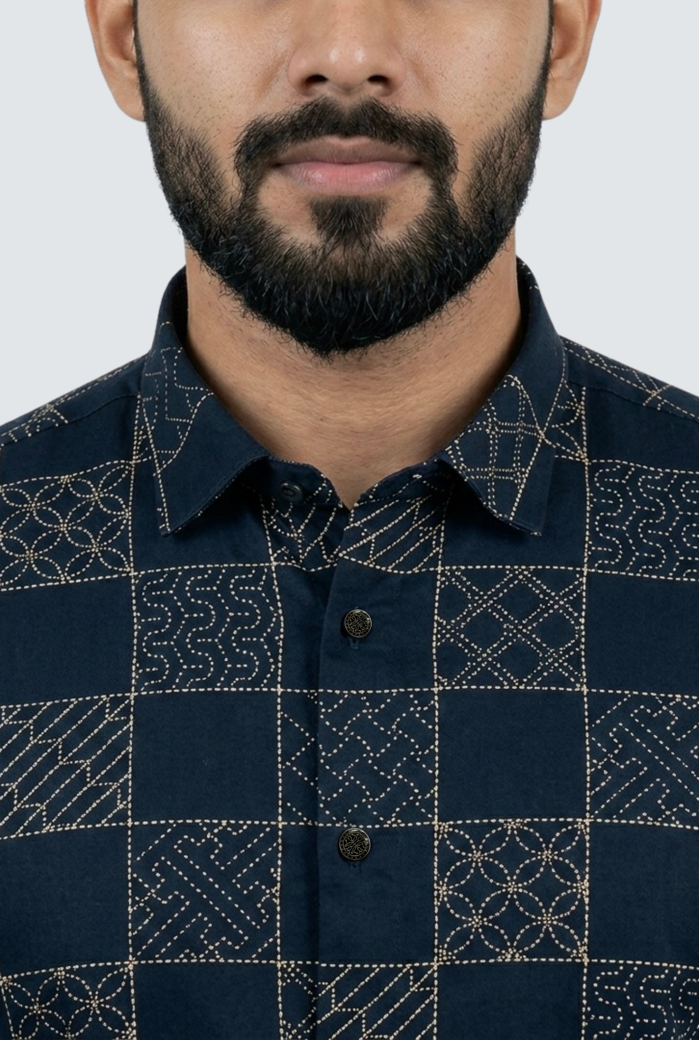 Premium Cotton Dobby Print Shirt- Geometric Pattern (1812)-Rama