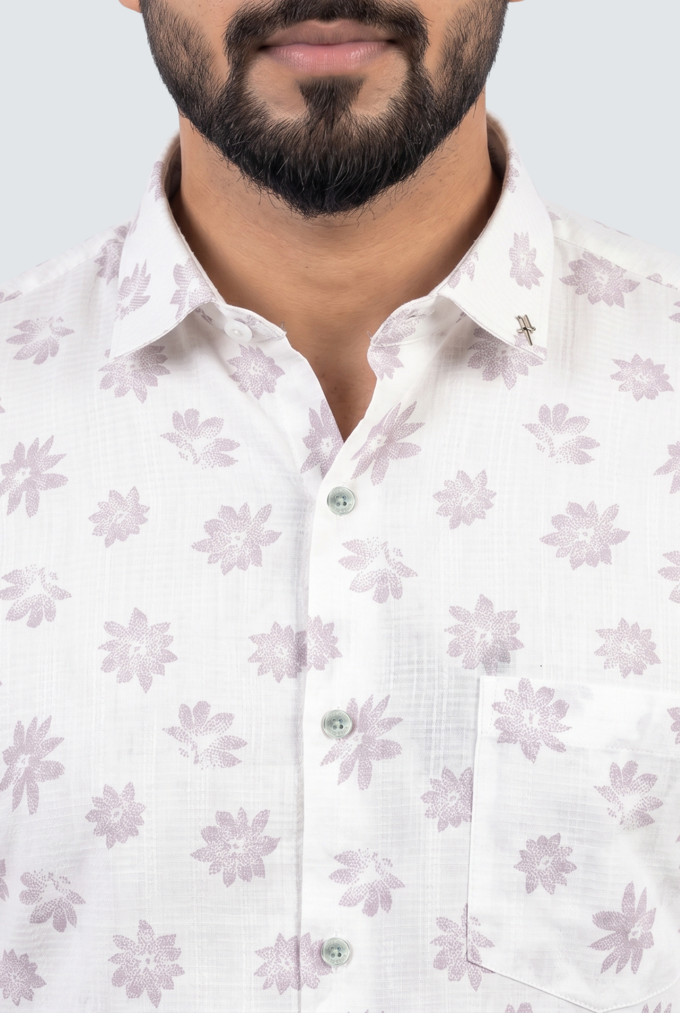 Men’s Pink Floral Print Full Sleeve Casual Shirt-(1877)