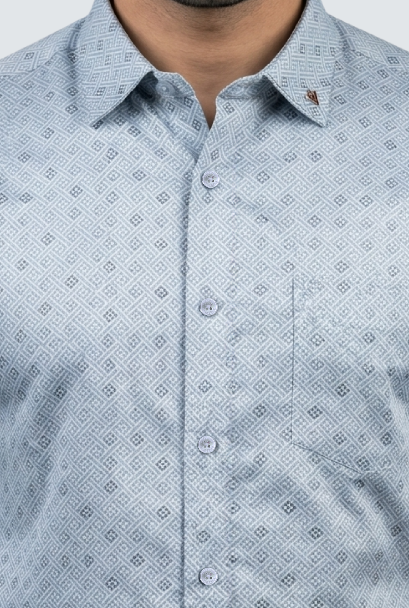 Men’s Satin Printed Full Sleeve Shirt –Sky Blue(1884)