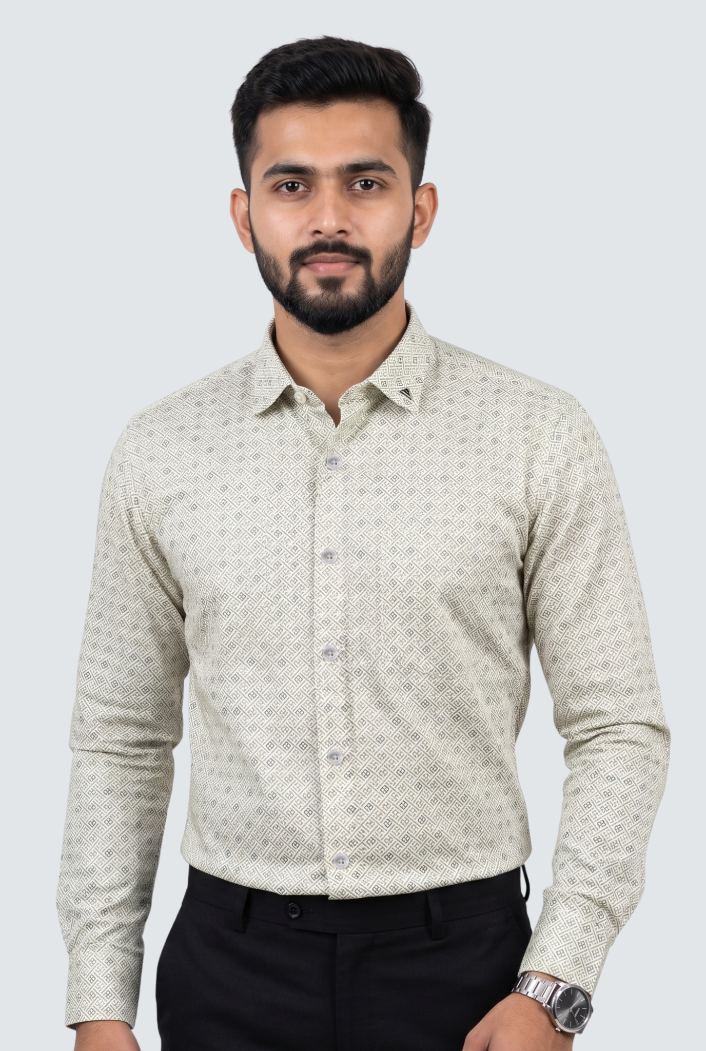 Men’s Satin Printed Full Sleeve Shirt –Pista(1884)