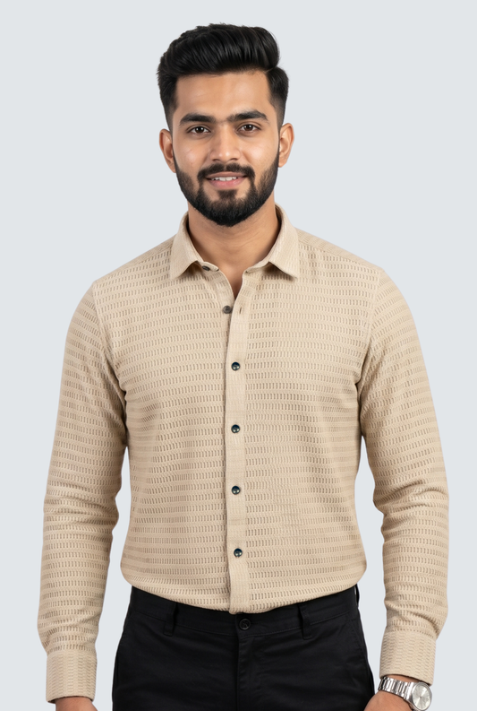 Men’s Trendy Fawn Full Sleeve Shirt- (1868)