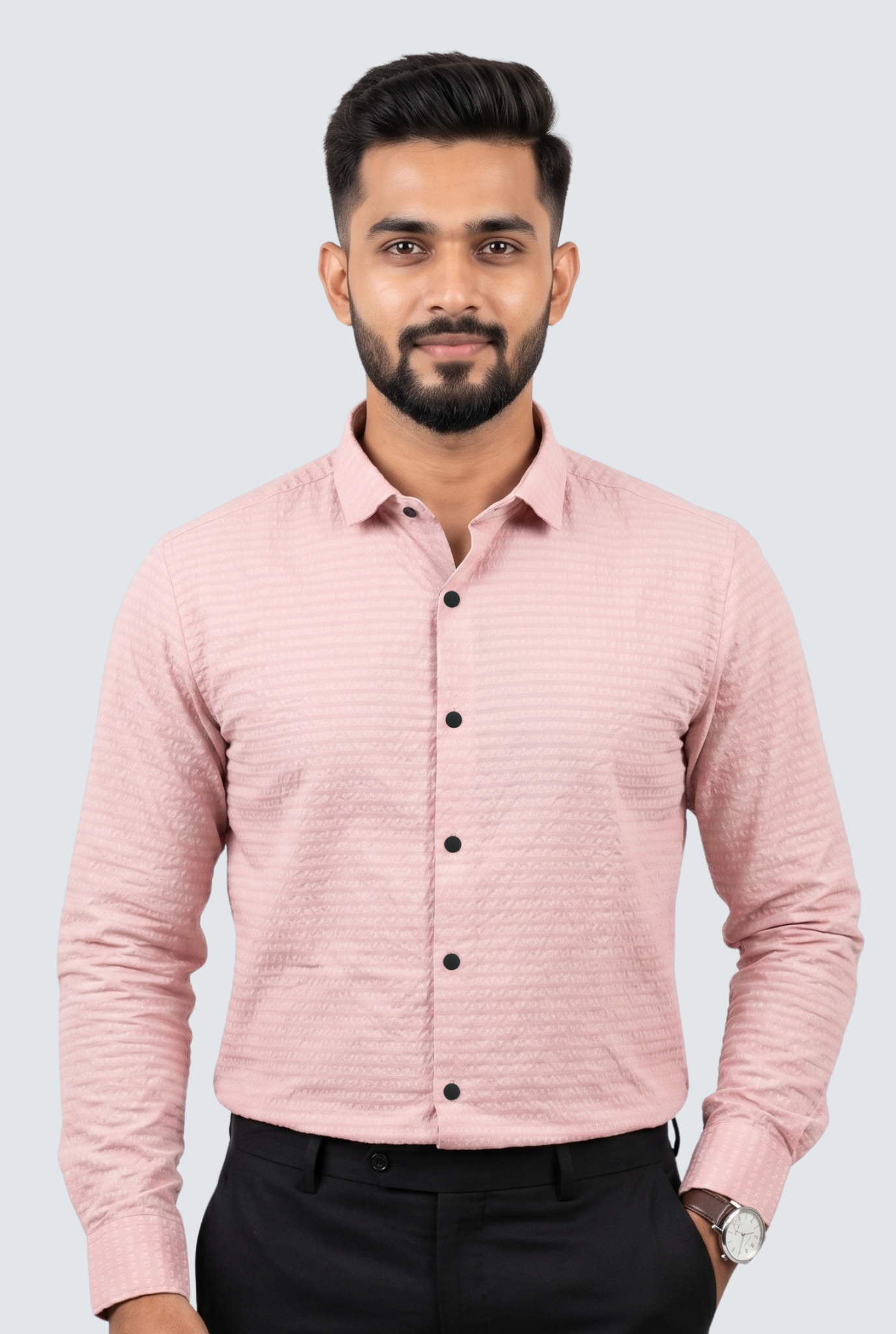 Men's Trendy Textured Shirt-Pink(1724)