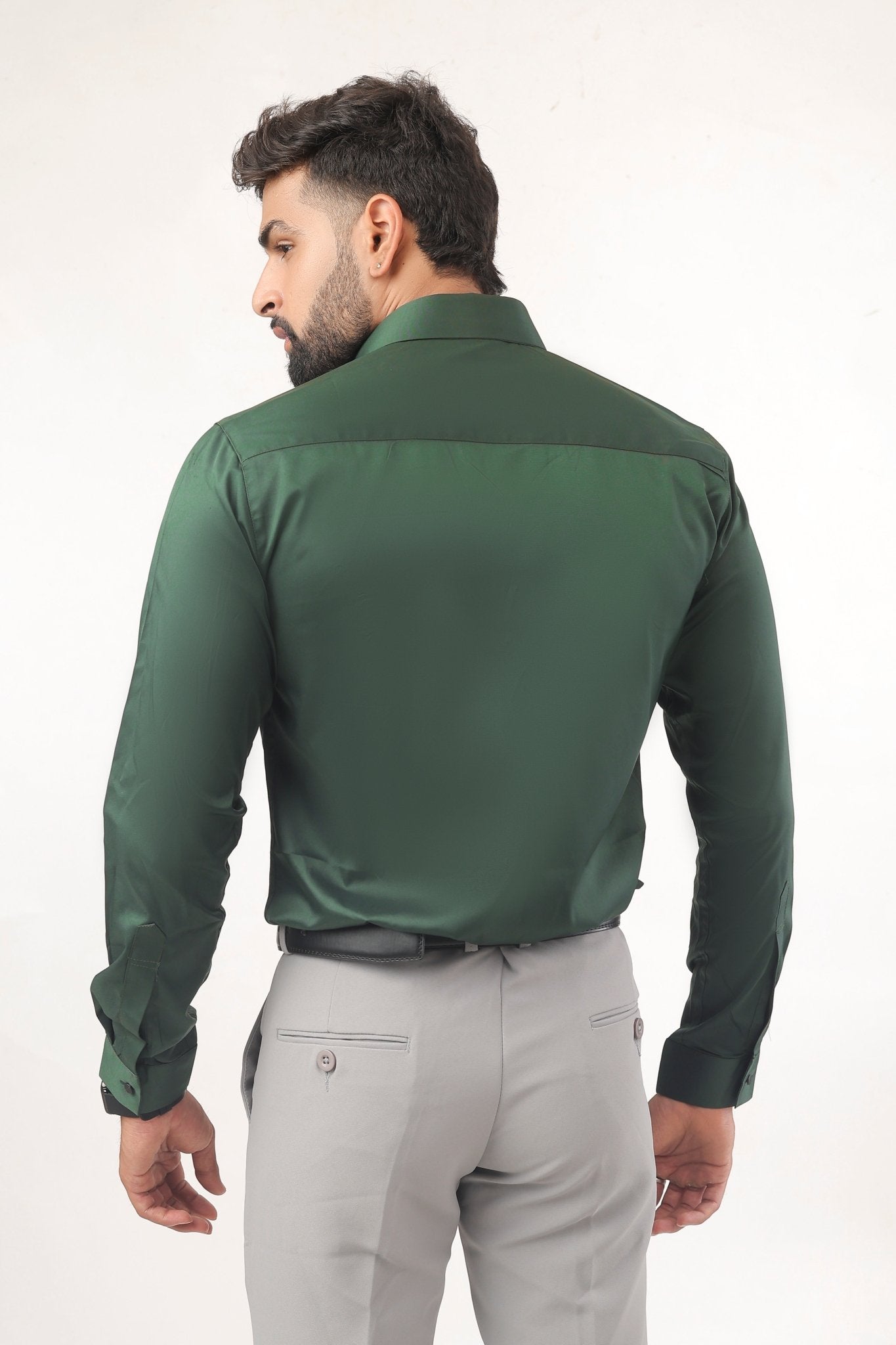 “B - Green Satin Shirt for Men – Deep Shine in Rich Green” - Kites Club