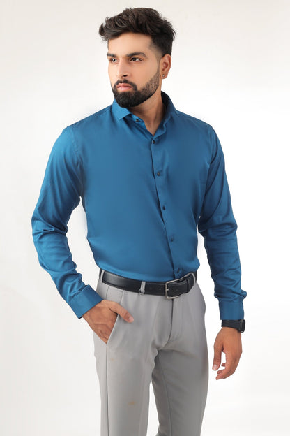 Men’s Premium D Blue Satin Shirt – Smart Fit - Kites Club