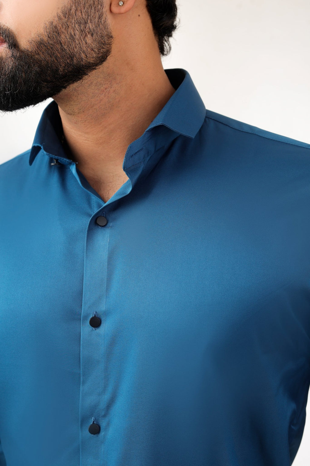 Men’s Premium D Blue Satin Shirt – Smart Fit - Kites Club