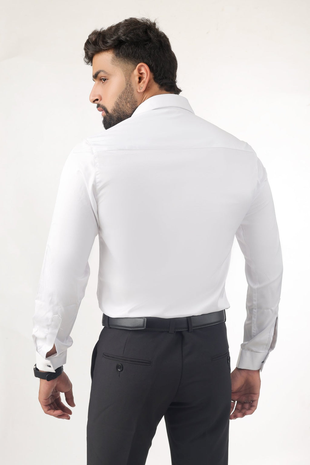 White Satin Shirt for Men – Back View