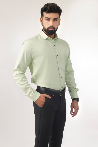Mint Green Satin Shirt for Men – Side Profile View