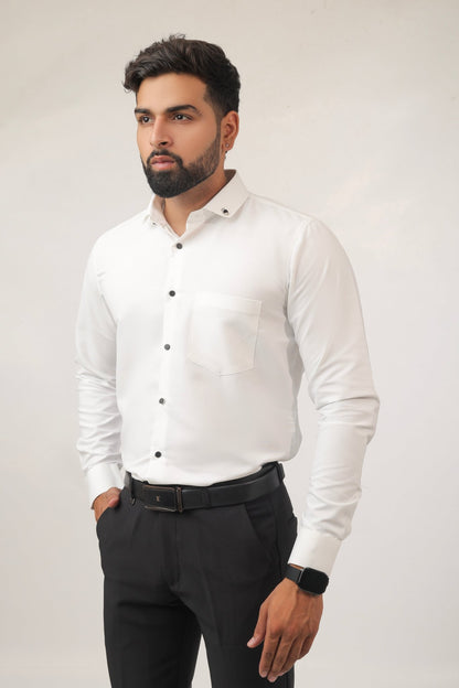 White Cotton Men's Shirt – Timeless Slim Fit Classic - Kites Club