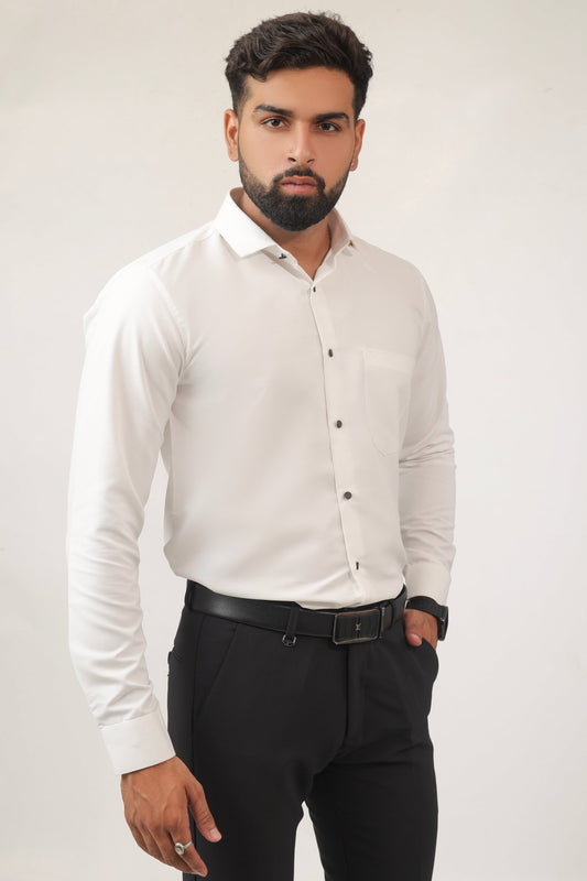 White Cotton Men's Shirt – Timeless Slim Fit Classic - Kites Club