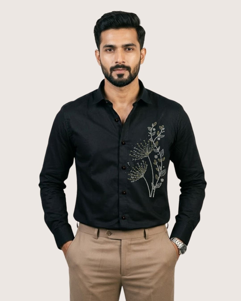 Black Cotton Satin  Shirt