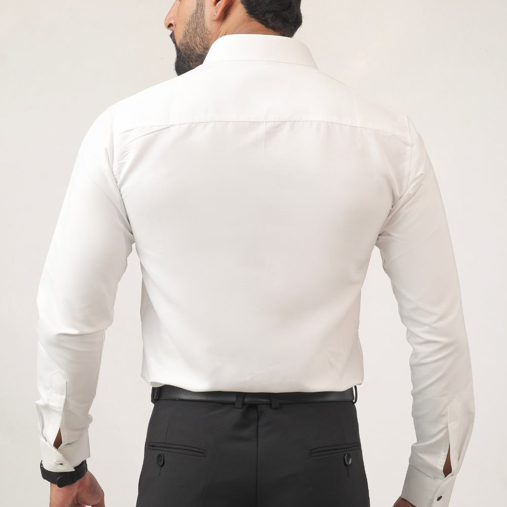 Back view of white cotton shirt – classic men's style