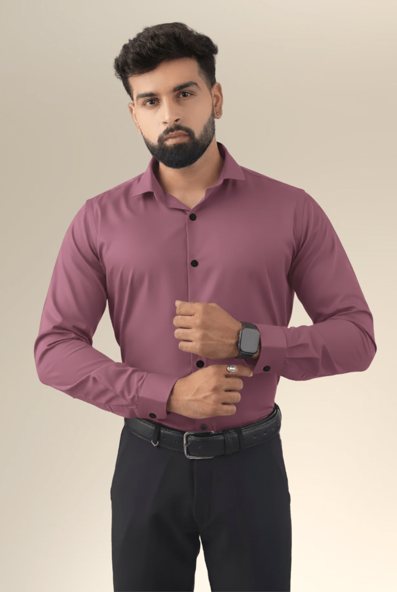 Men wearing lavender satin shirt front view – Kites Club