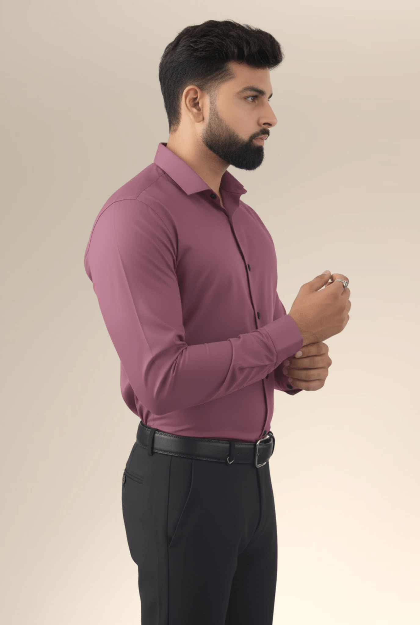 Lavender satin shirt side profile for men – Kites Club