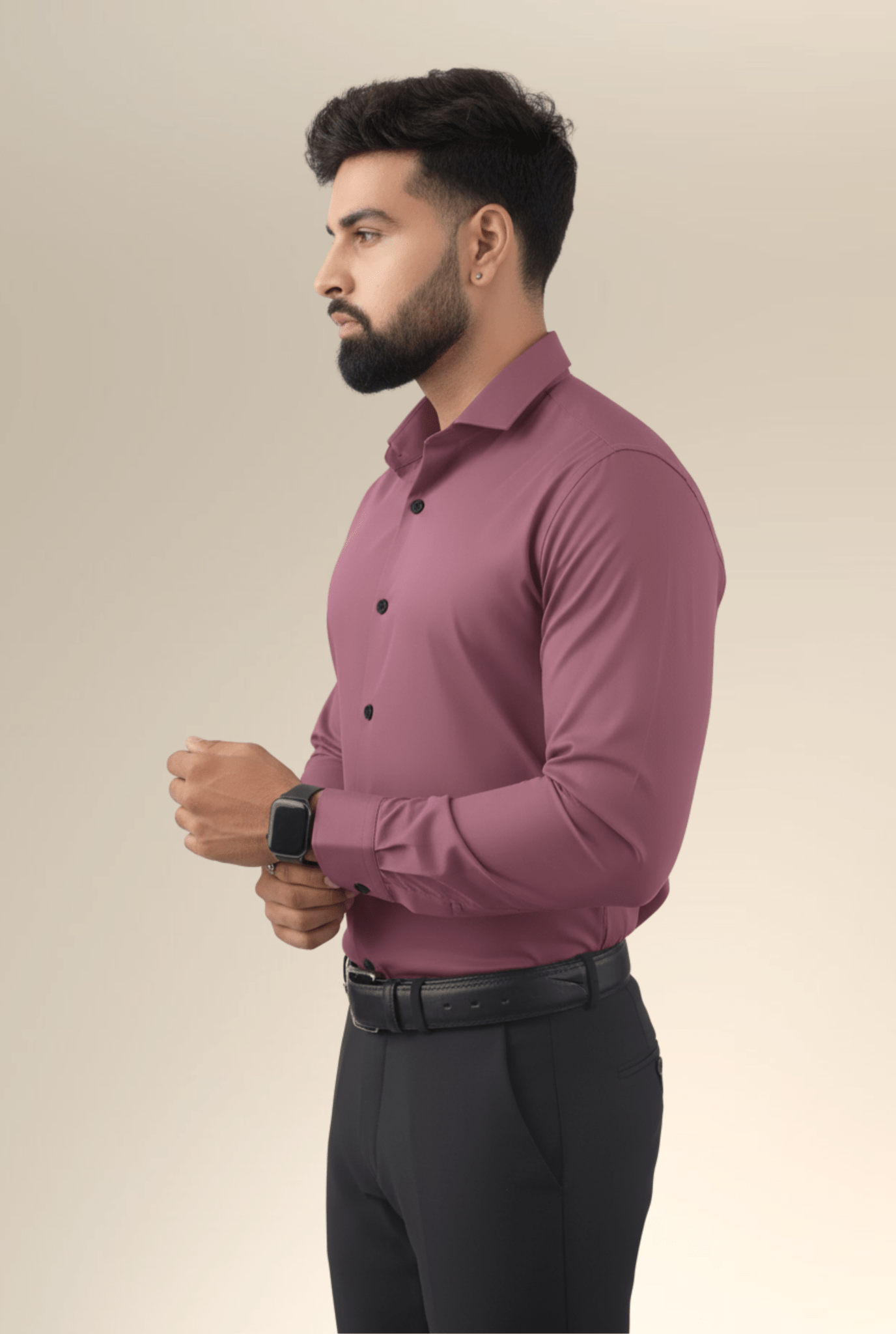 Men’s lavender satin shirt shiny fabric side view – Kites Club