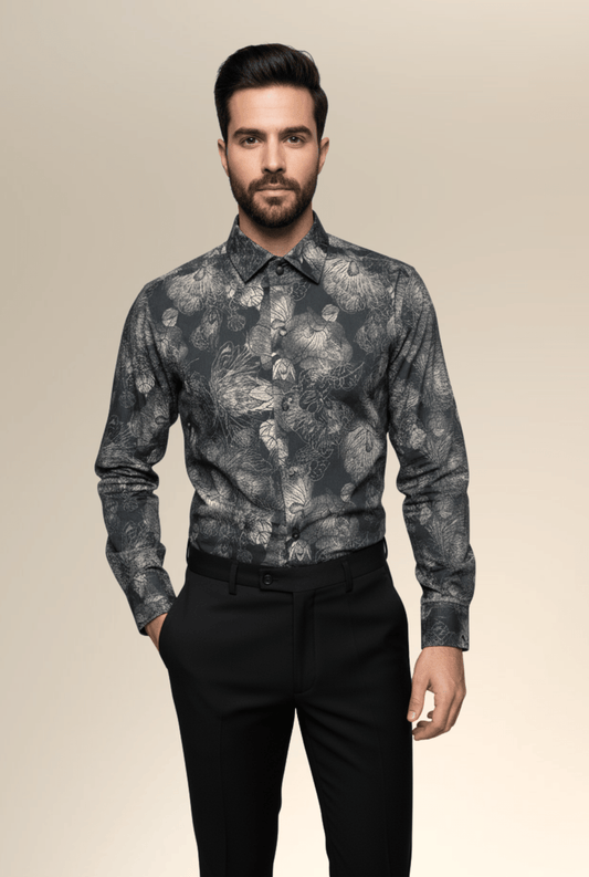 Men’s Digital Floral Printed Shirt – Stylish Full Sleeve Casual Wear - Kites Club