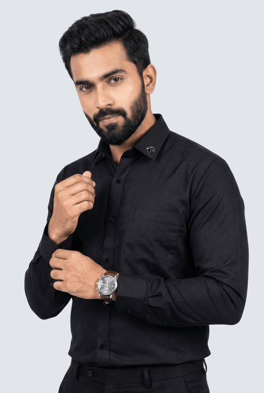 Black Cotton Shirt for Men – Slim Fit Stylish Wear - KITES CLUB