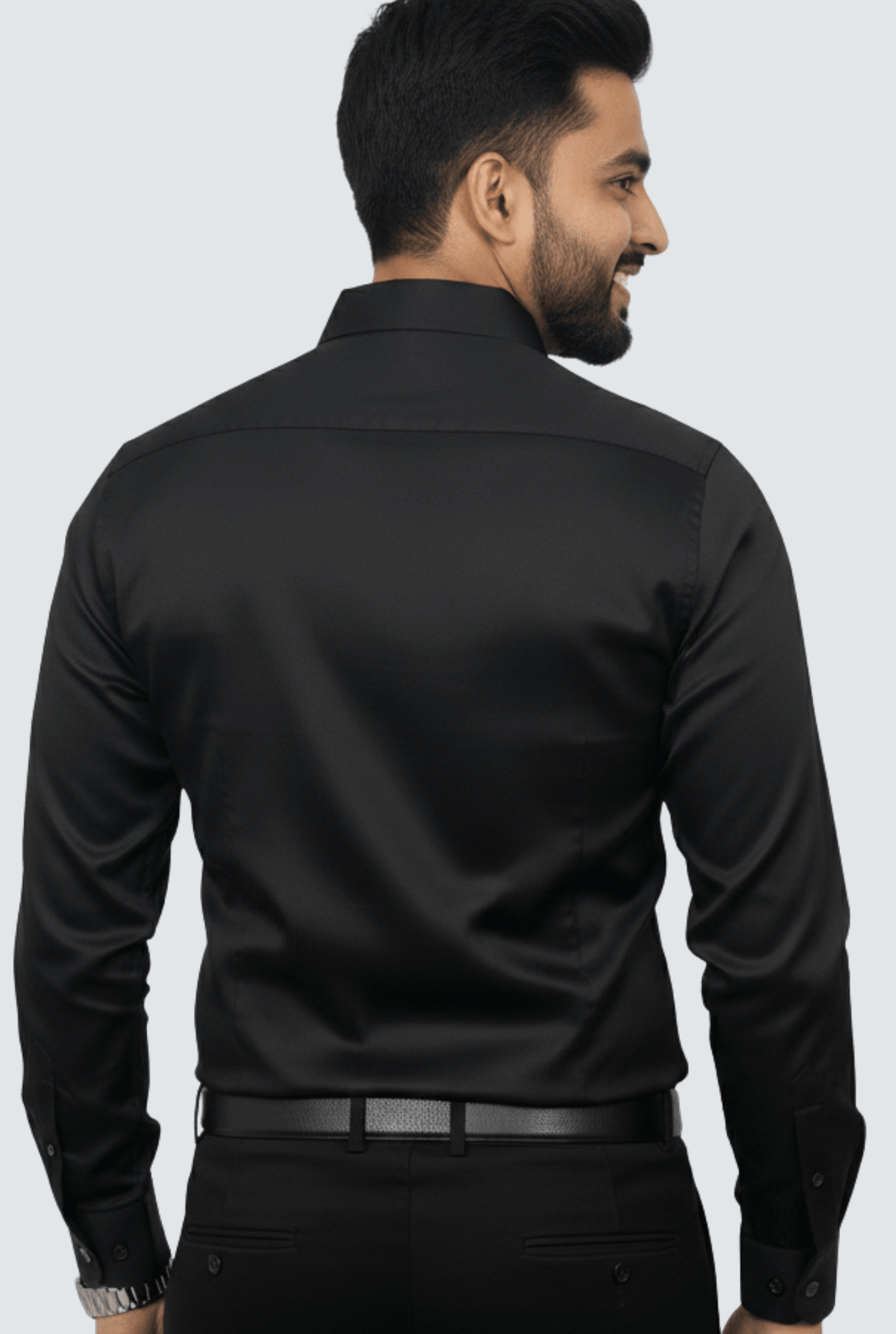 Black Imperial Embroidered Satin Shirt (1806) - KITES CLUB