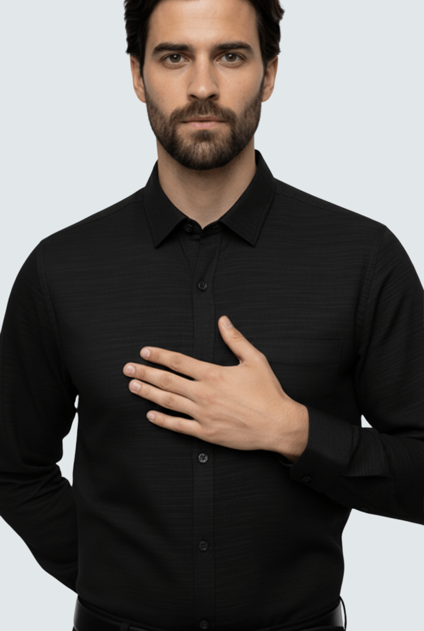 Black Linen Shirt for Men – Premium Full Sleeve(1710) - KITES CLUB