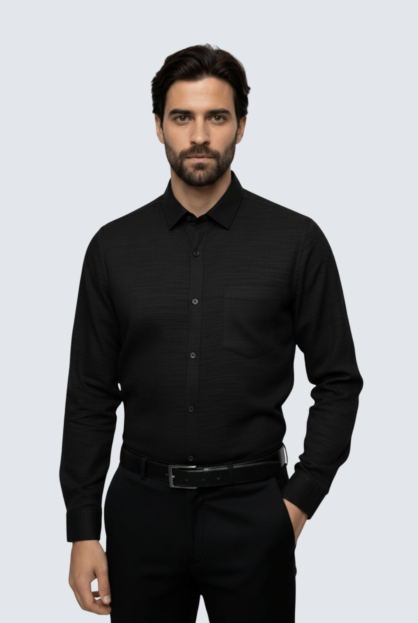 Black Linen Shirt for Men – Premium Full Sleeve(1710) - KITES CLUB