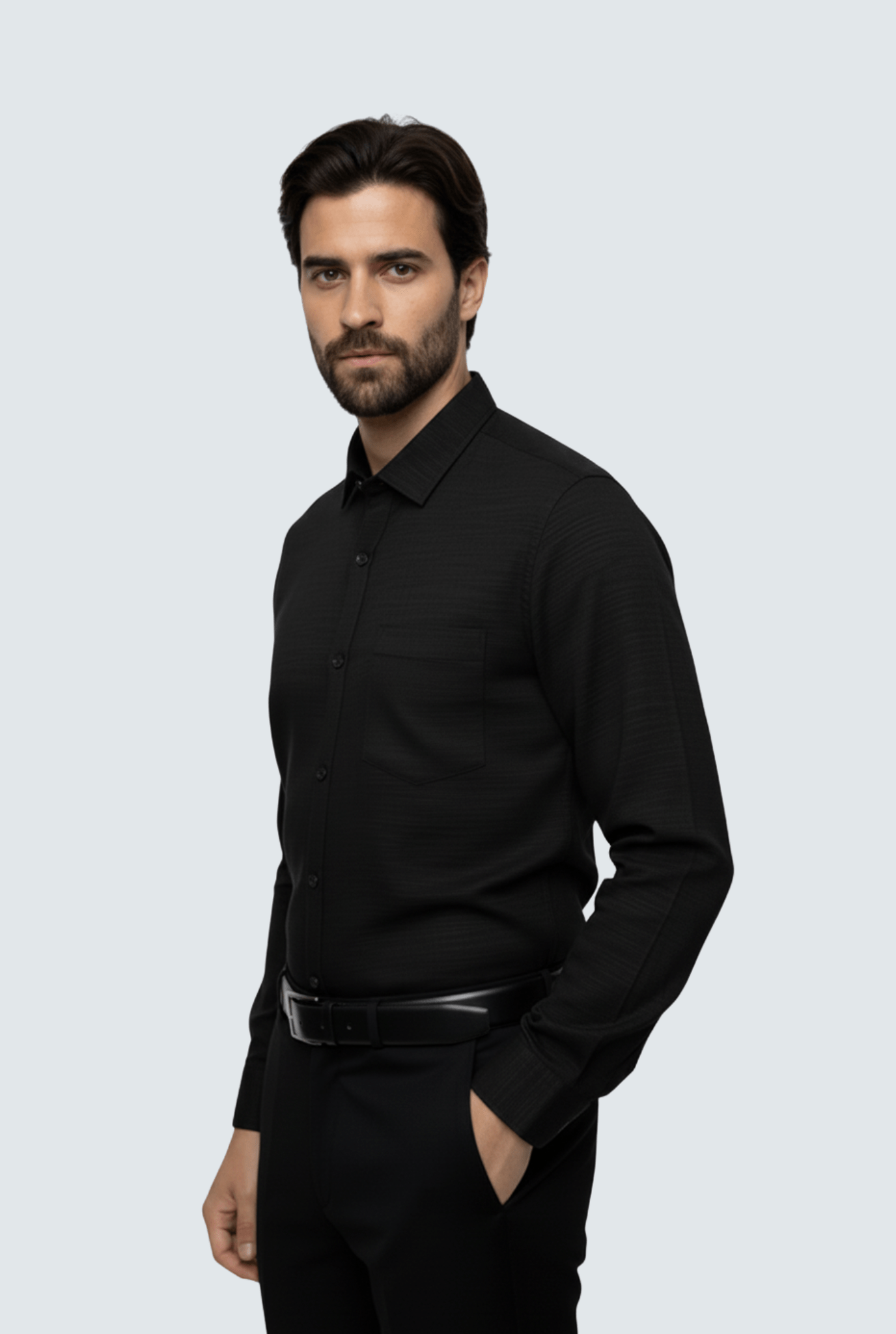 Black Linen Shirt for Men – Premium Full Sleeve(1710) - KITES CLUB