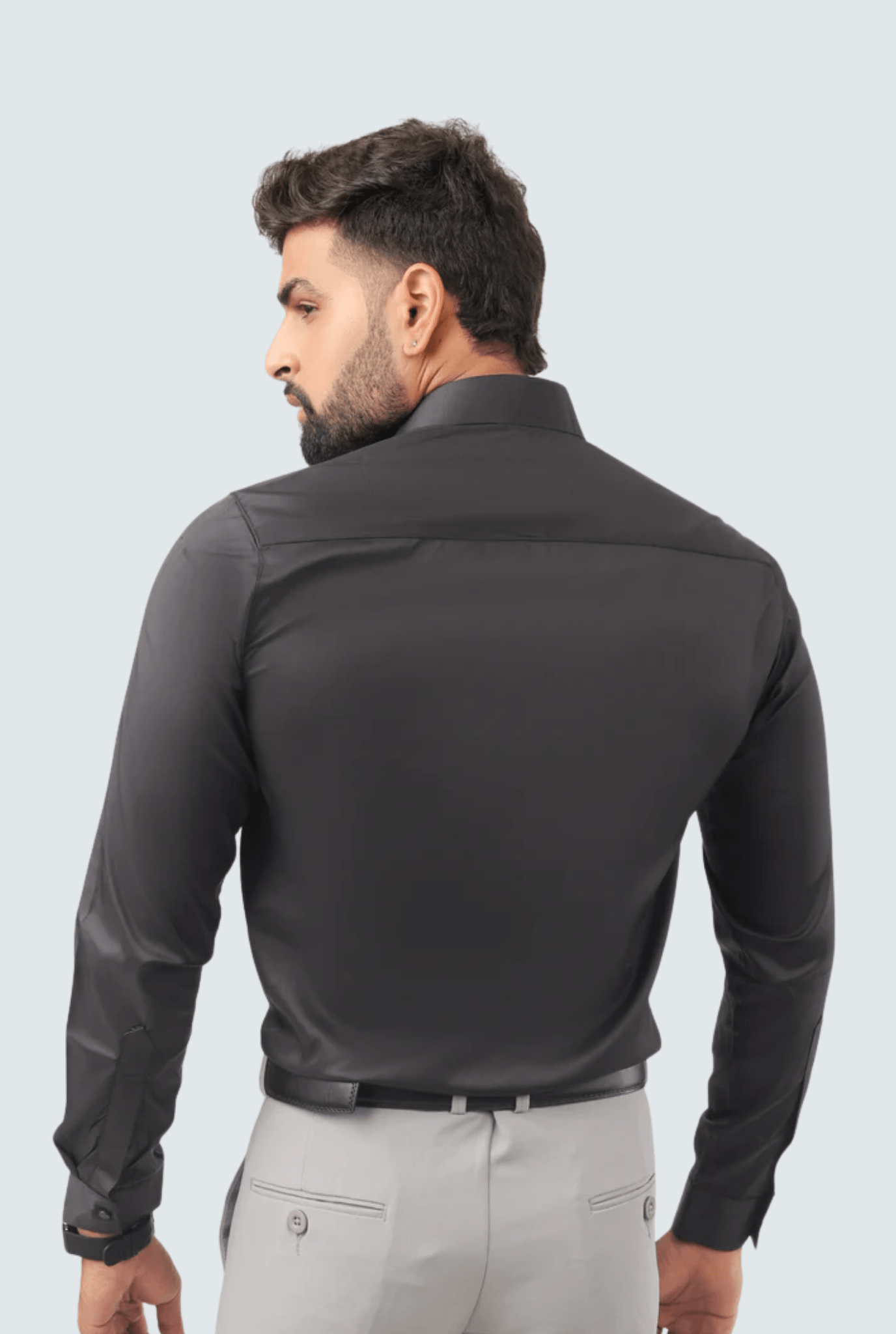 "Black Satin Shirt for Men " Premium Comfort A - (847) - KITES CLUB