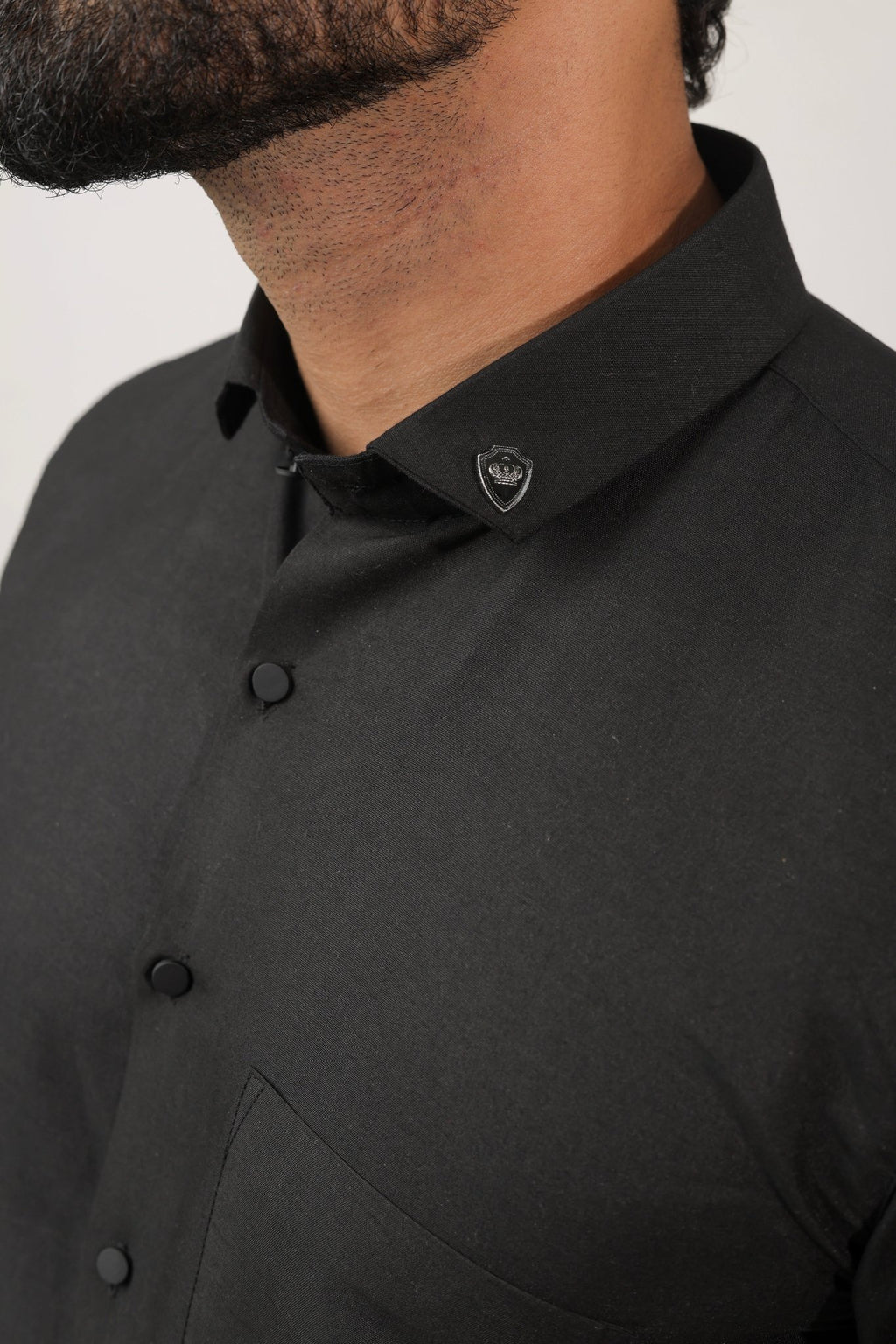 Close-up of black shirt fabric – soft and breathable cotton