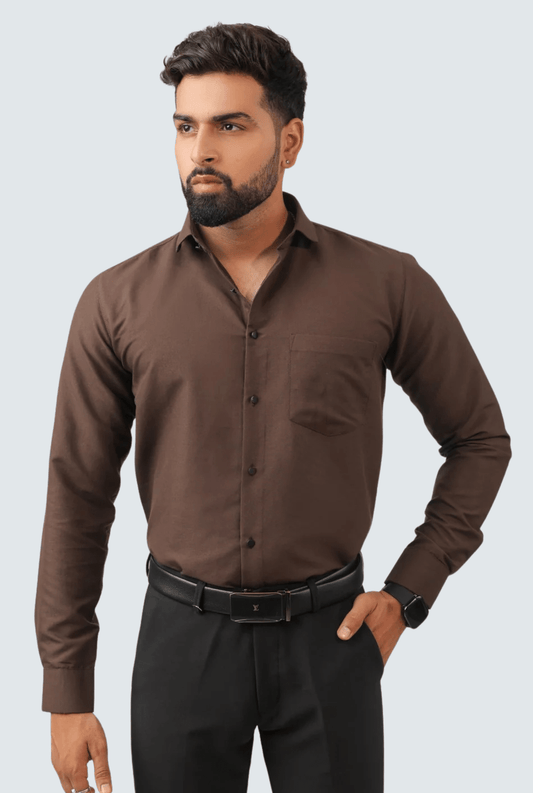 Brown Cotton Men's Shirt – Earthy Slim Fit Style A(1262) - KITES CLUB