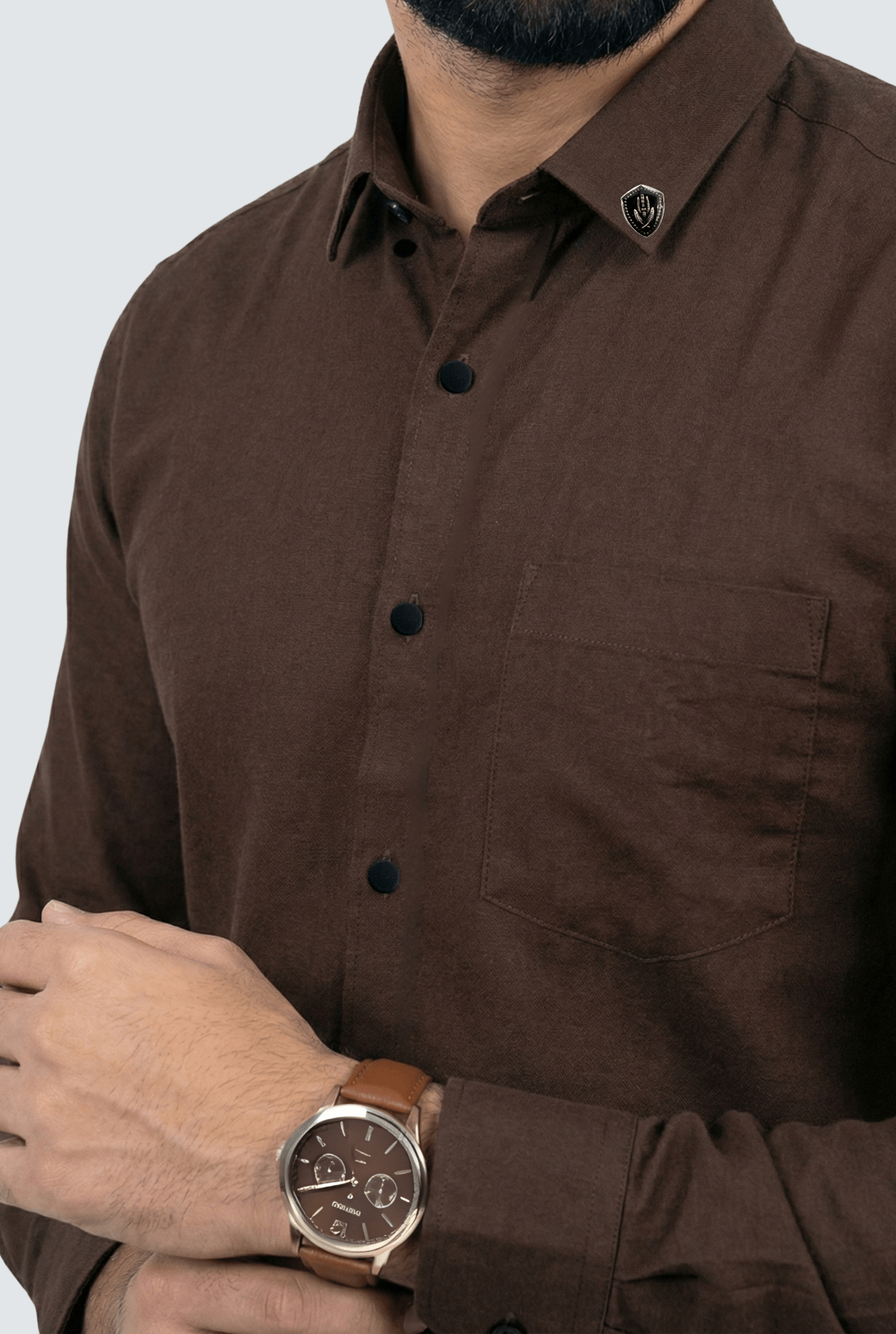 Brown Cotton Shirt for Men – Slim Fit Formal Wear - KITES CLUB