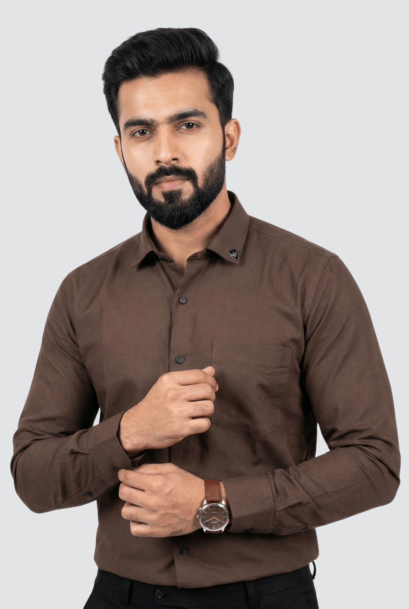 Brown Cotton Shirt for Men – Slim Fit Formal Wear - KITES CLUB