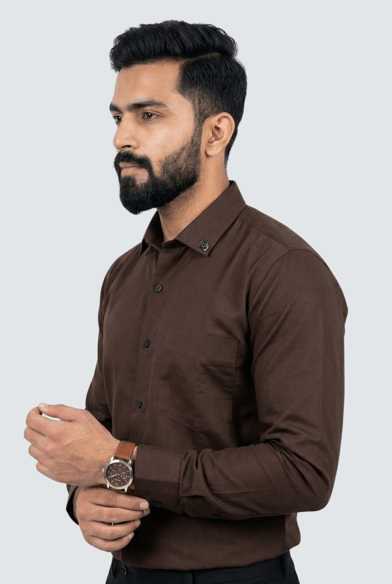 Brown Cotton Shirt for Men – Slim Fit Formal Wear - KITES CLUB
