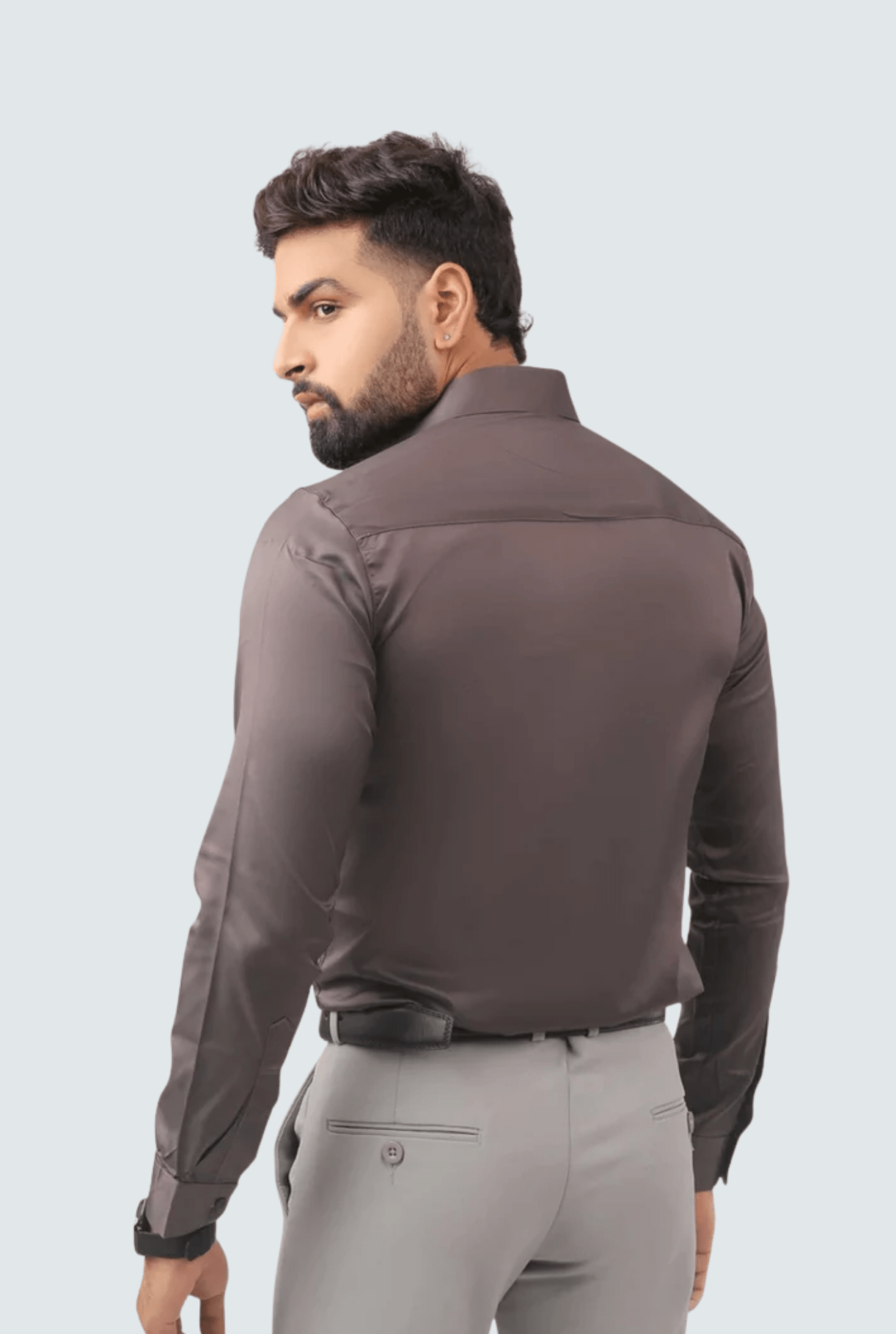 "Brown Satin Shirt for Men - Premium Comfort" A - (847) - KITES CLUB