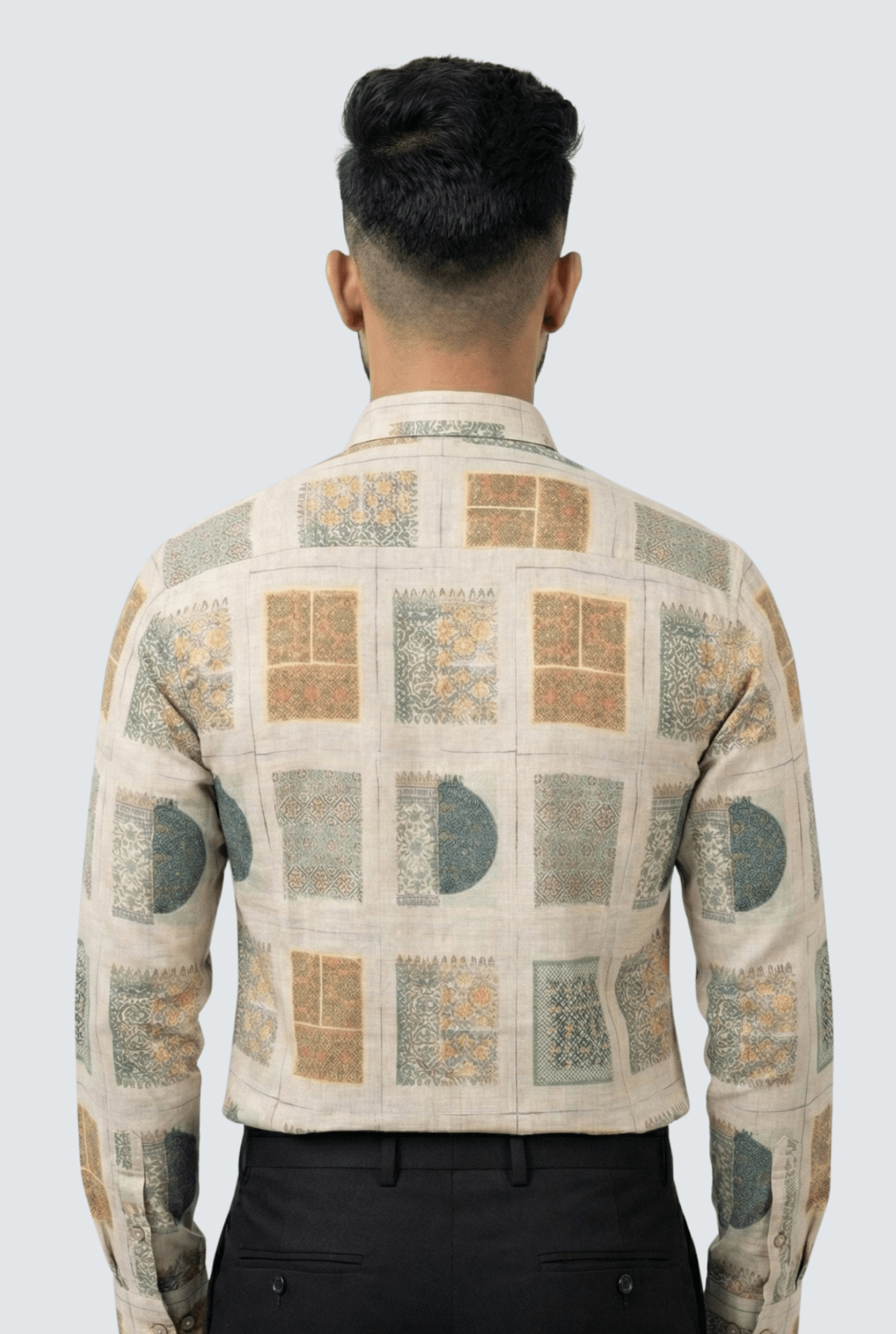 Creme Natural Linen Digital Print Shirt - KITES CLUB