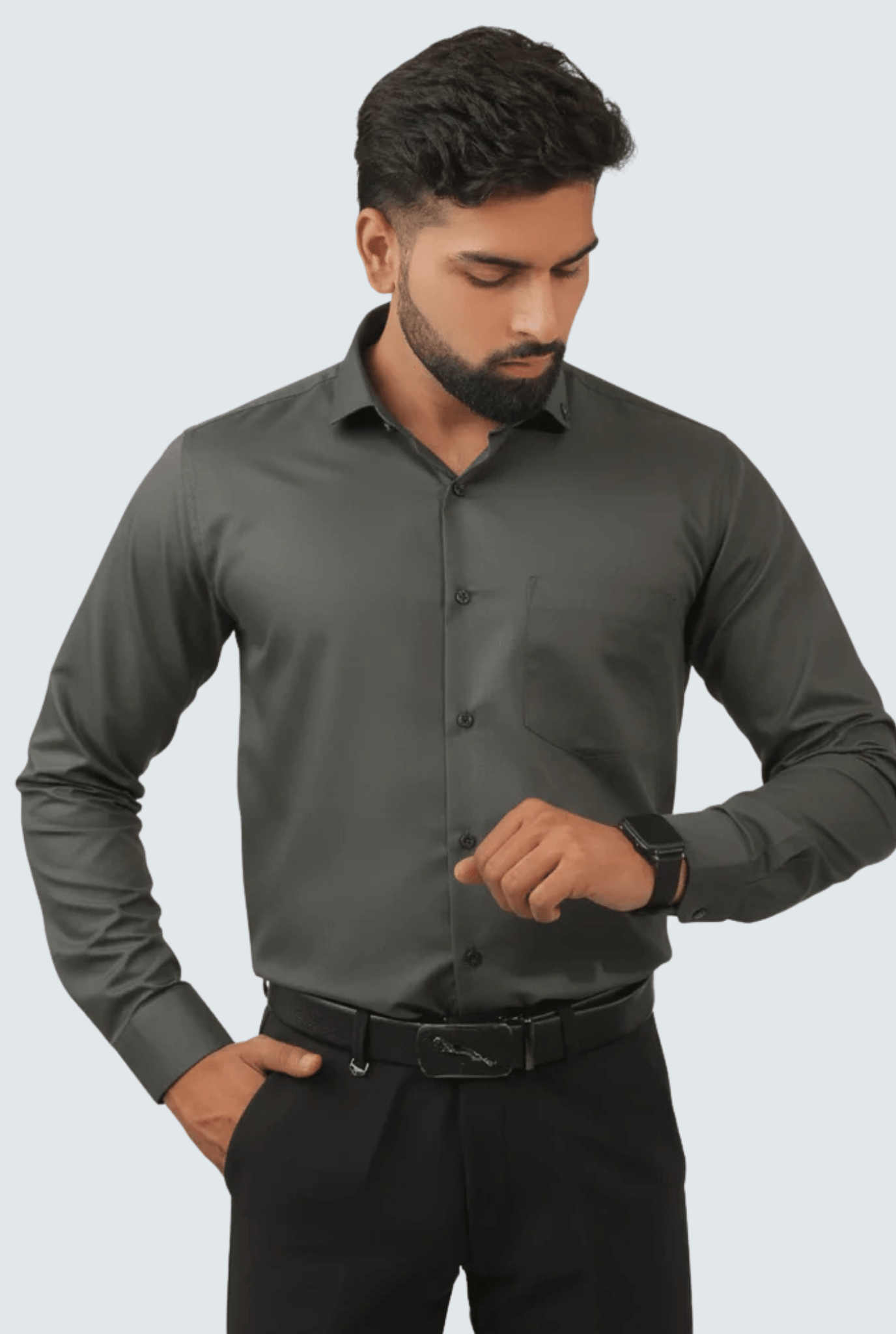 Dark Grey Cotton Men’s Shirt - A(1262) - KITES CLUB