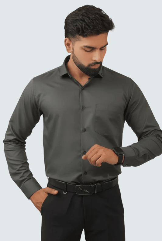 Dark Grey Cotton Men’s Shirt - A(1262) - KITES CLUB