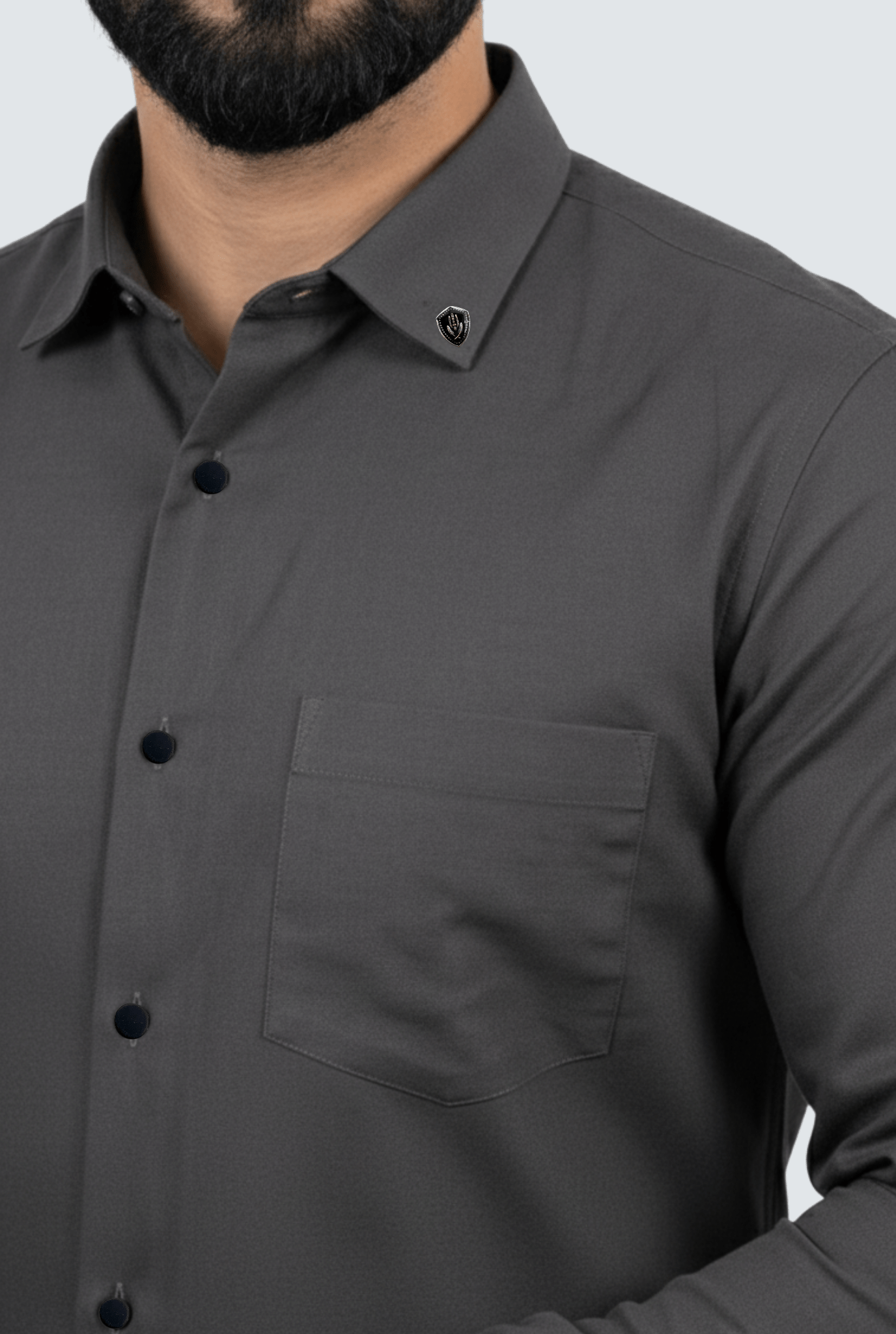 Dark Grey Cotton Men’s Shirt – Modern Slim Fit - KITES CLUB