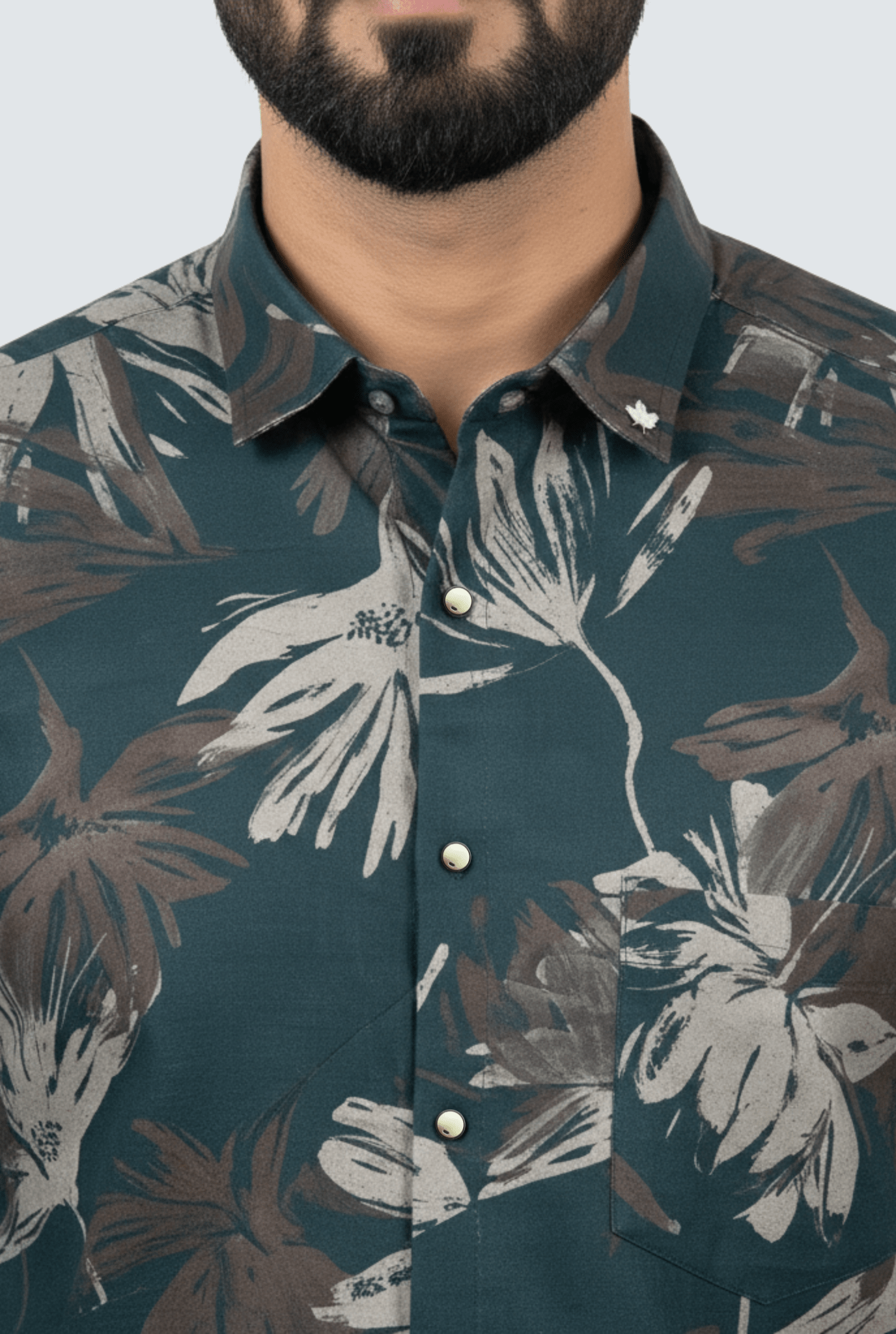 Emerald Forest Floral Cotton Shirt (1797) - KITES CLUB