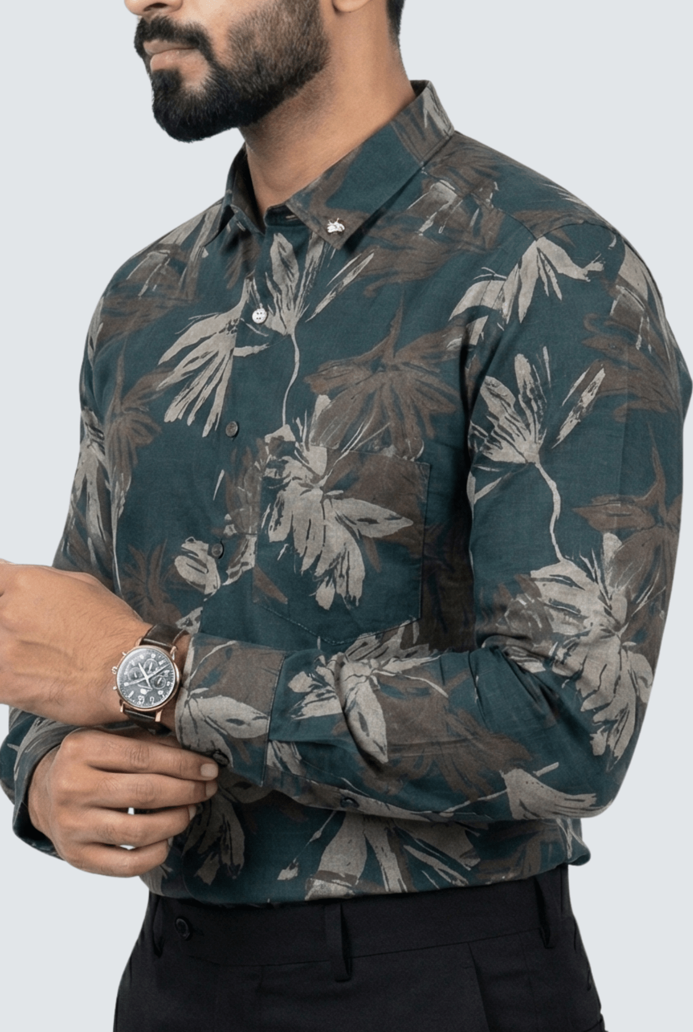 Emerald Forest Floral Cotton Shirt (1797) - KITES CLUB
