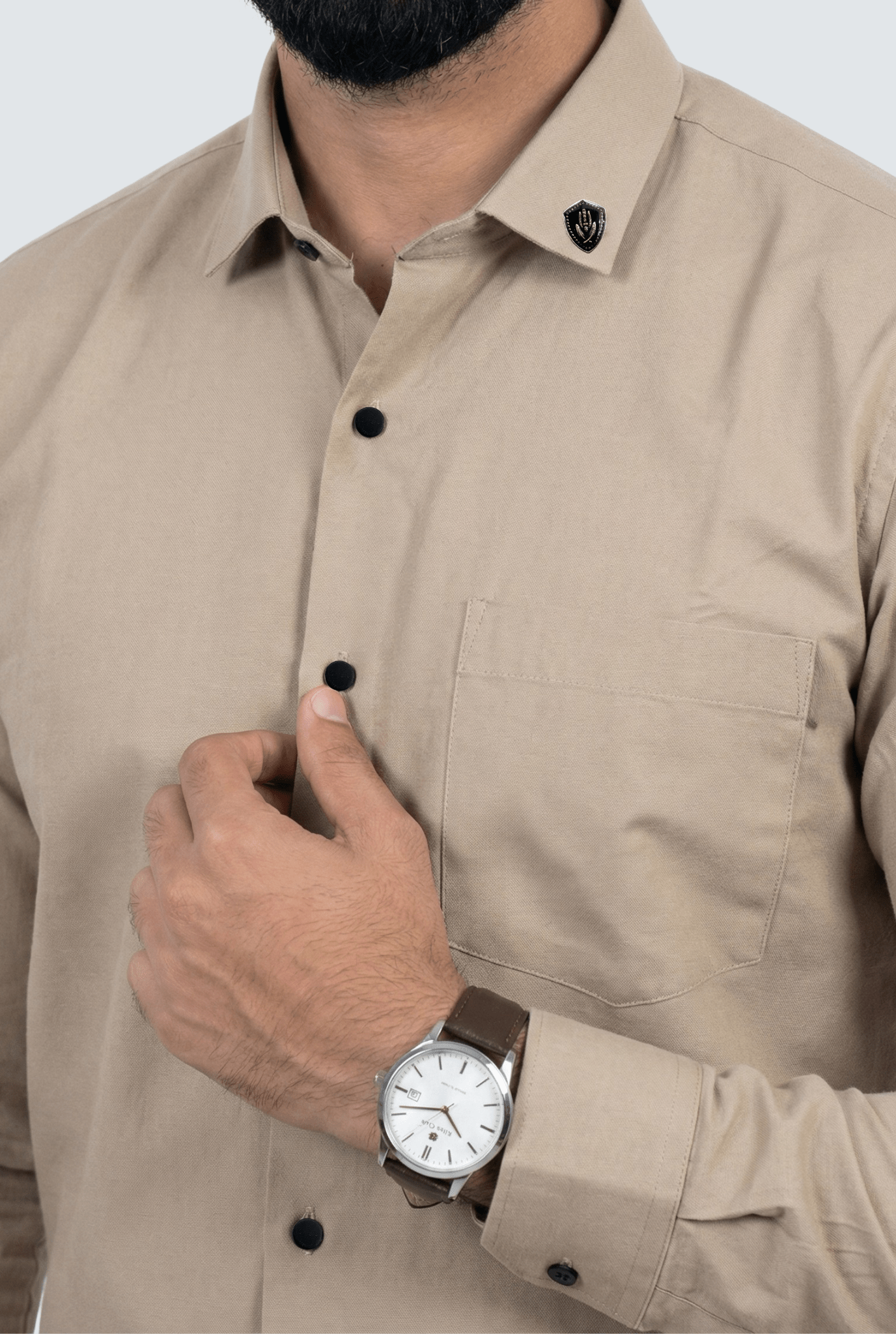 Fawn Cotton Shirt for Men – Slim Fit Modern Wear - KITES CLUB