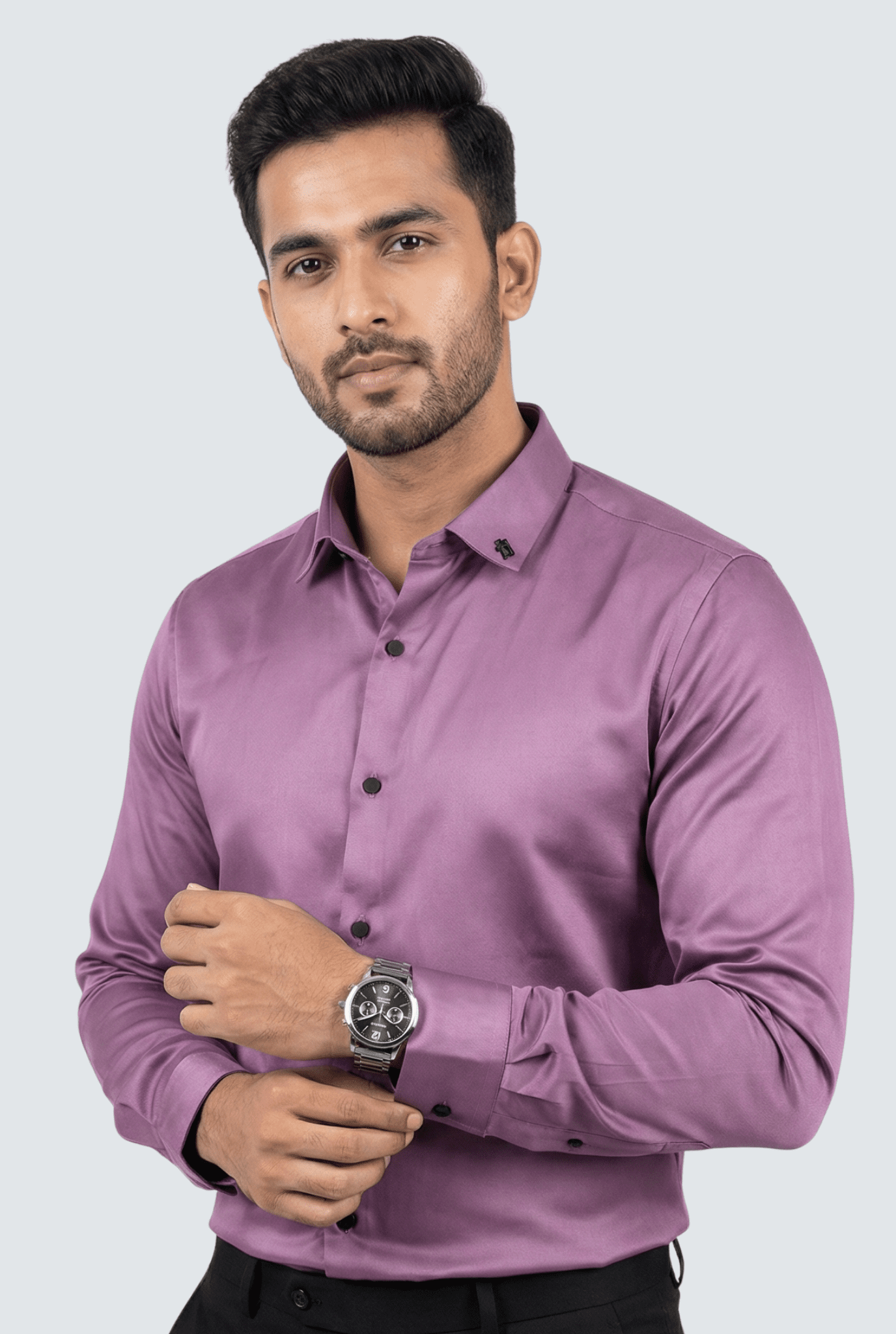 Lavender Satin Shirt for Men – Premium Glossy Slim Fit - KITES CLUB
