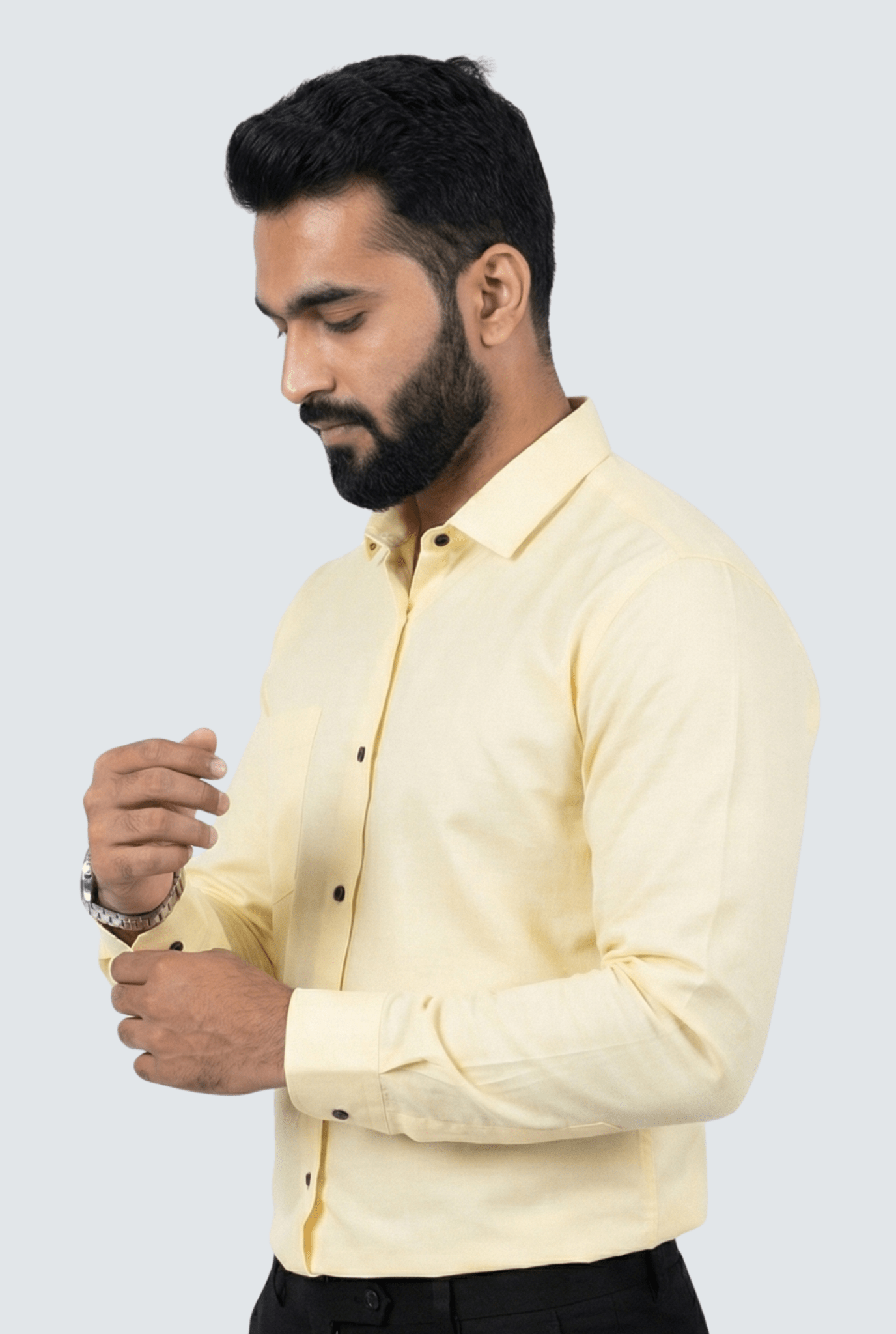 Lemon Yellow Cotton Men's Shirt - KITES CLUB