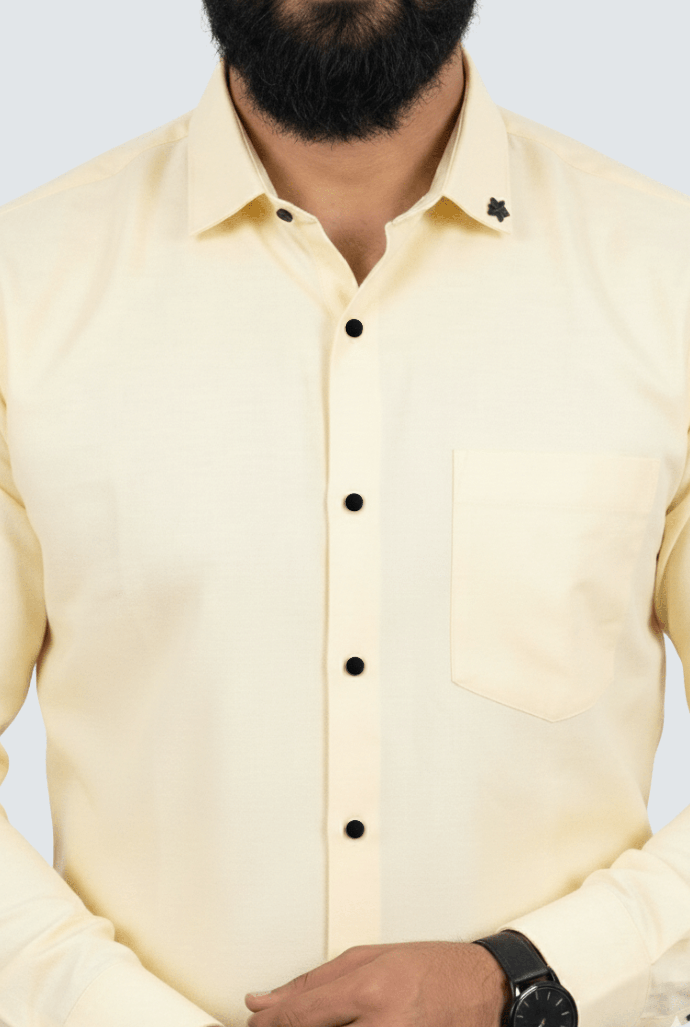 Lemon Yellow Cotton Men's Shirt - KITES CLUB