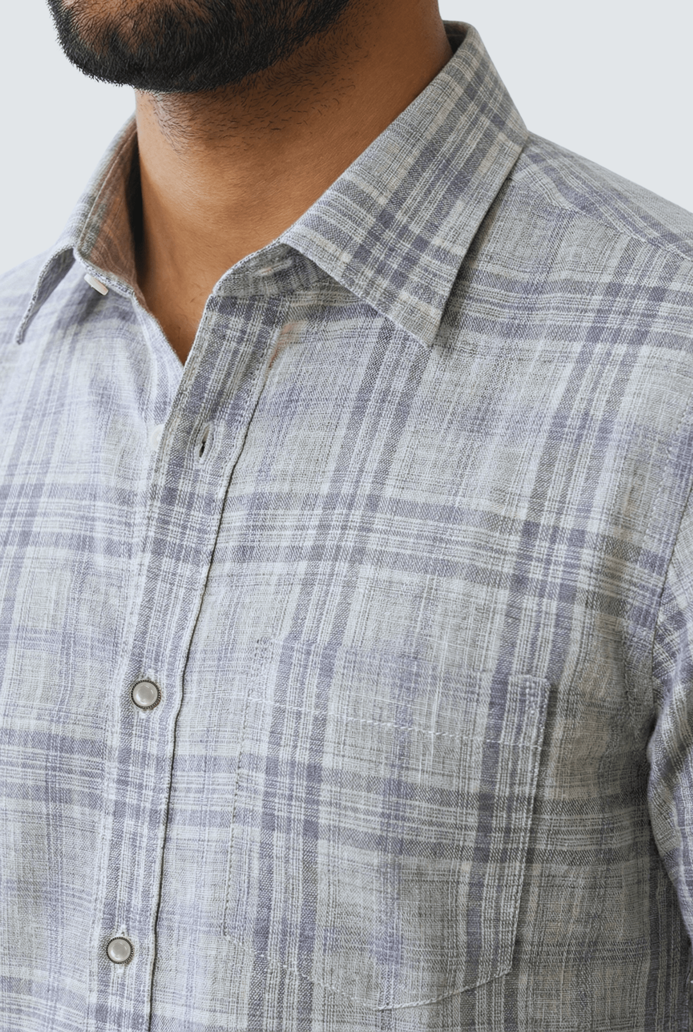 Light Blue Linen Checks Shirt for Men – Regular Fit - KITES CLUB