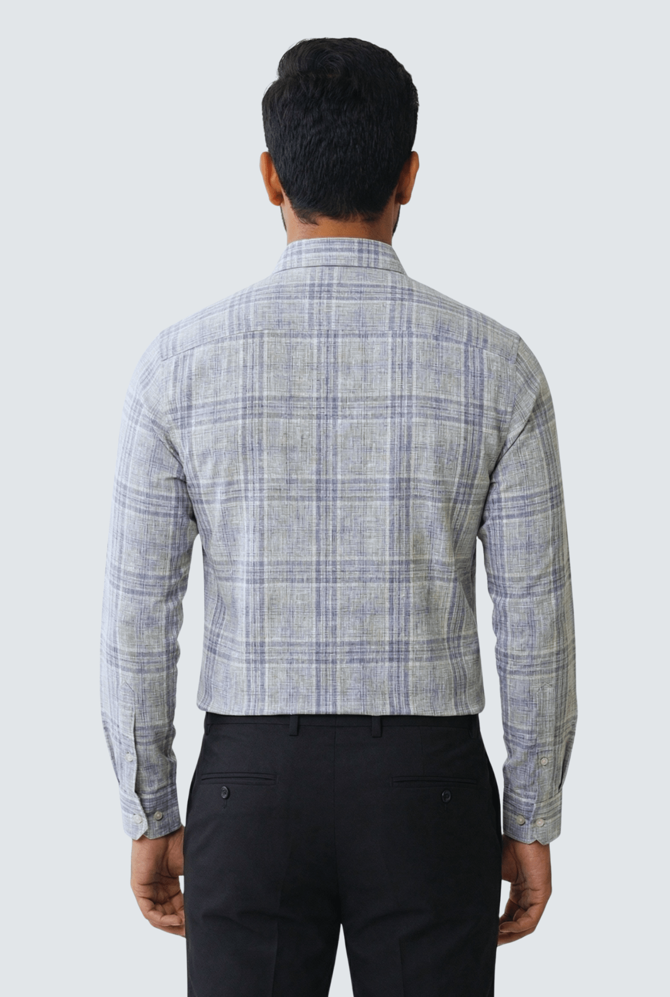 Light Blue Linen Checks Shirt for Men – Regular Fit - KITES CLUB