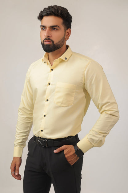 Side view of lemon yellow shirt – soft cotton summer wear